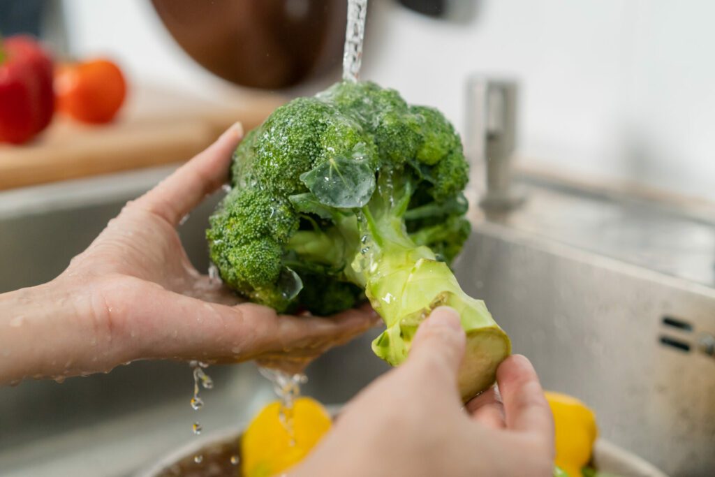 vegetables washed in colander