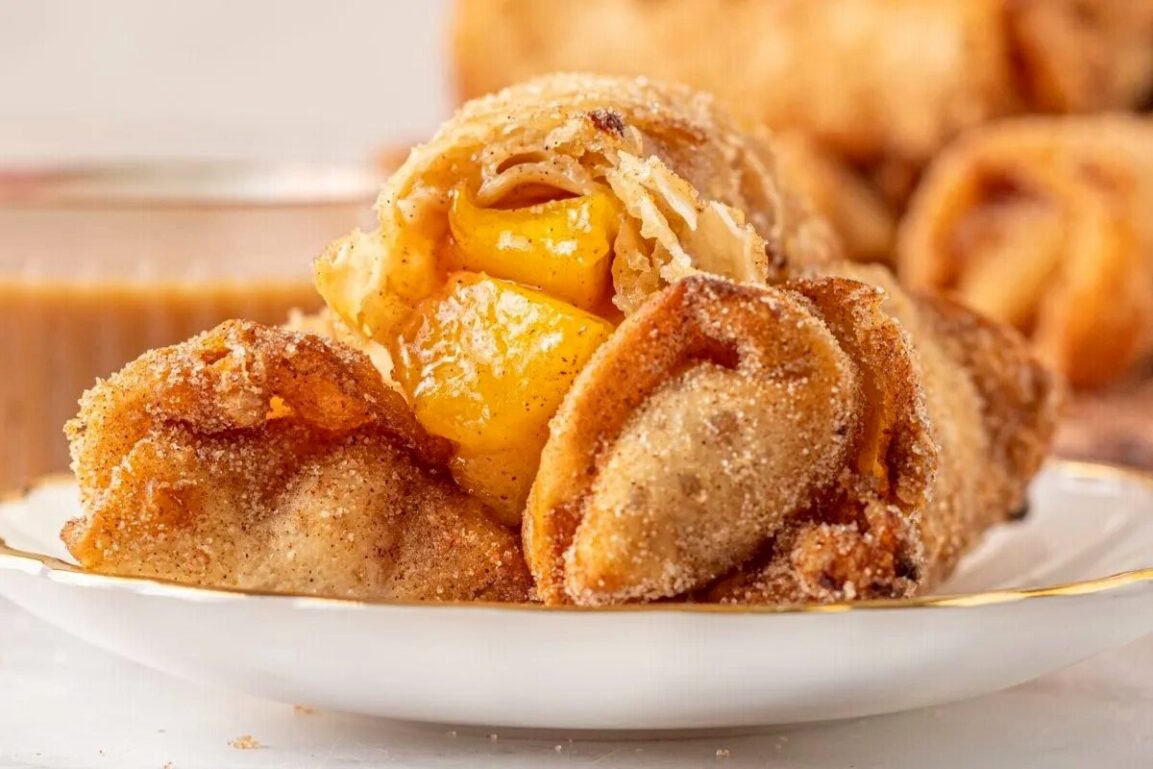 Peach Cobbler Egg Rolls