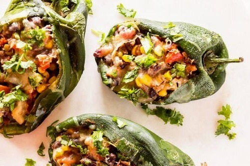 Vegetarian Stuffed Poblano Peppers