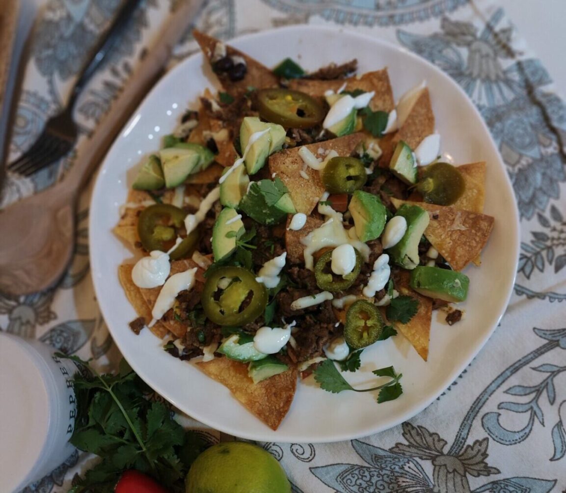 Plate of Healthy Nachos. Healthy Nachos Recipe