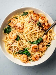 Garlic butter shrimp pasta