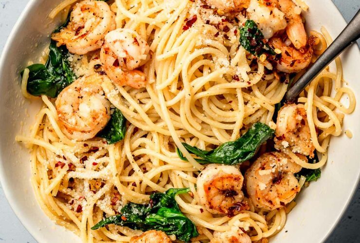 Garlic butter shrimp pasta