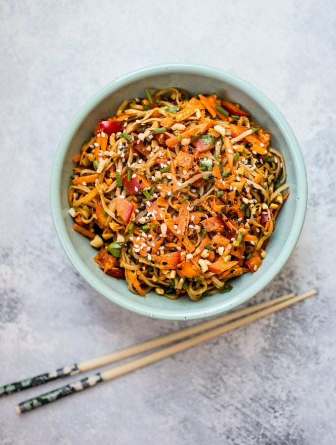 Spicy Peanut Soba Noodle Salad