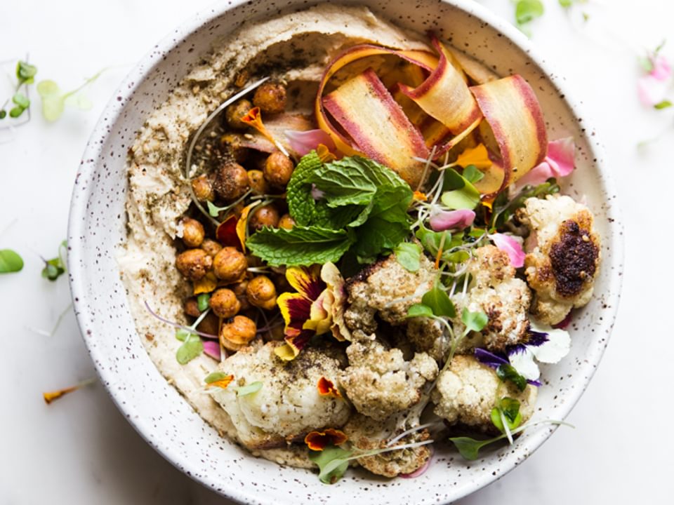 A Yummy Recipe For Roasted Cauliflower Hummus Bowls