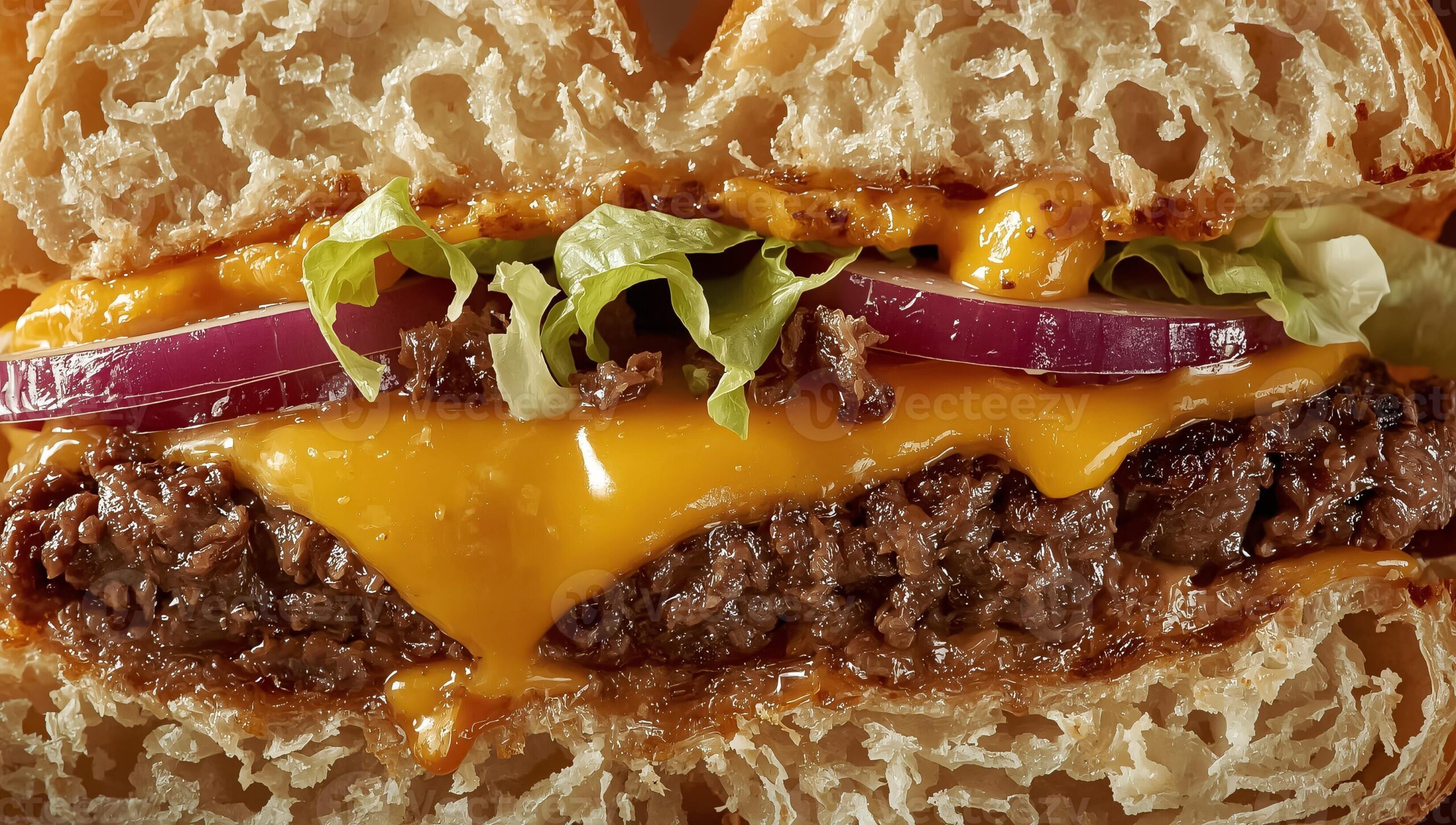 Classic Cheeseburgers — The All-American Backyard Burger Done Right 28 Close-up of a Classic Cheeseburger cross-section showing juicy beef patty with melted cheddar cheese, fresh lettuce, tomato, and pickles on a toasted golden brioche bun
