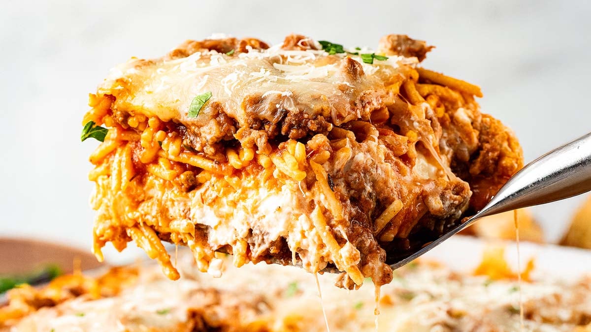 Million Dollar Spaghetti — The Ultimate Comfort Bake That's Worth Every Bite 26 Million Dollar Spaghetti baked casserole golden cheesy top fresh from the oven in a white baking dish