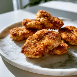 Crispy Air Fryer Salmon Nuggets (Healthy, Easy & Ready in 20 Minutes) 13 crispy golden air fryer salmon nuggets arranged on a white plate with lemon wedges and a small dish of dipping sauce